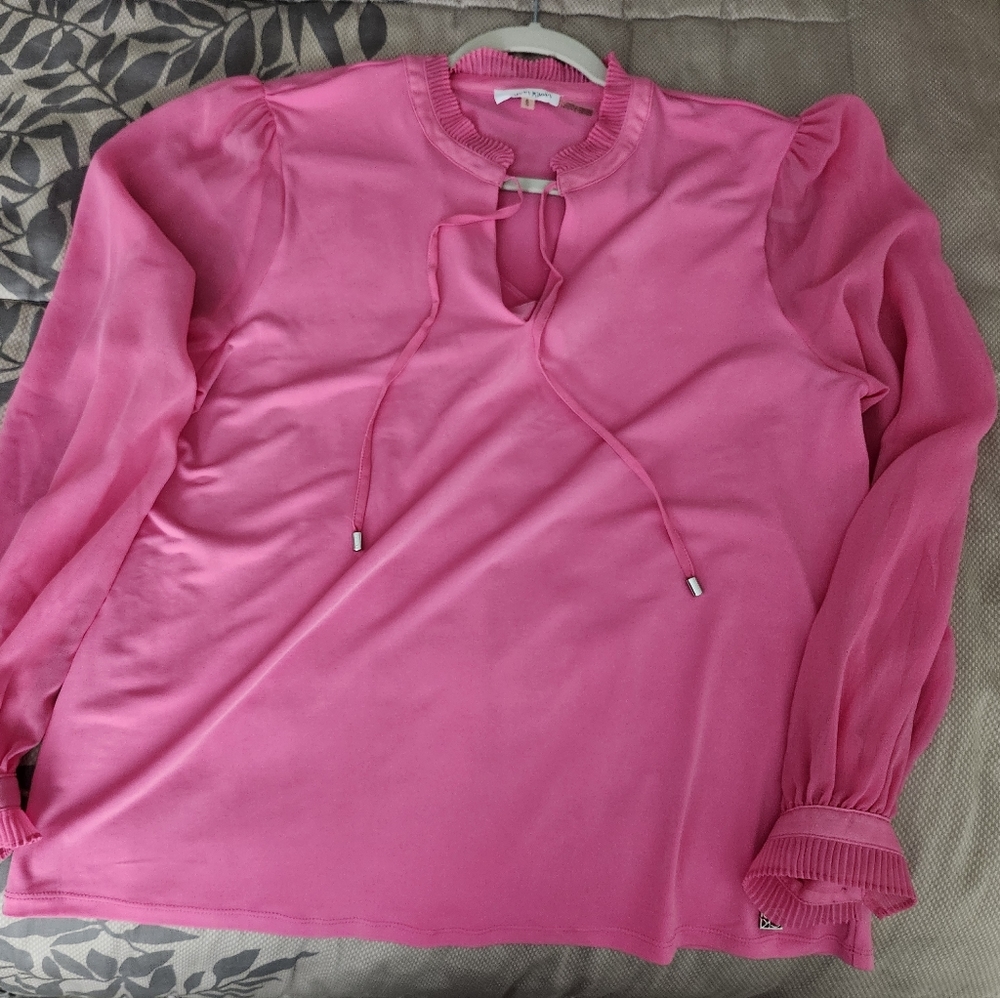 Calvin Klein sheer pink blouse NWOT